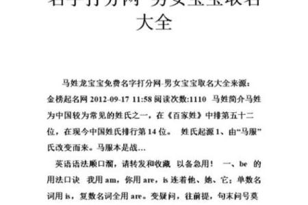 马姓宝宝名字大全：灵感与推荐