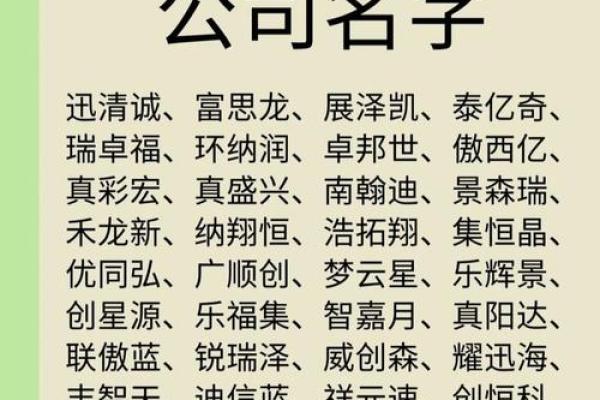 新公司起名创意大全助力品牌成长