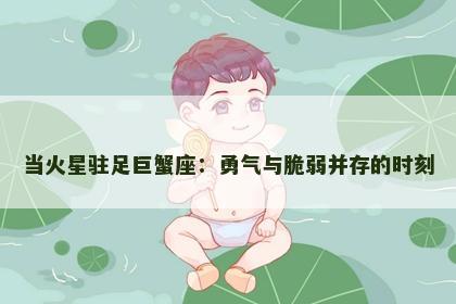 当火星驻足巨蟹座：勇气与脆弱并存的时刻