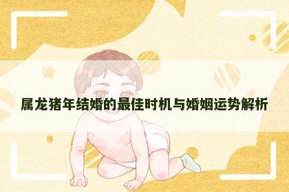 属龙猪年结婚的最佳时机与婚姻运势解析