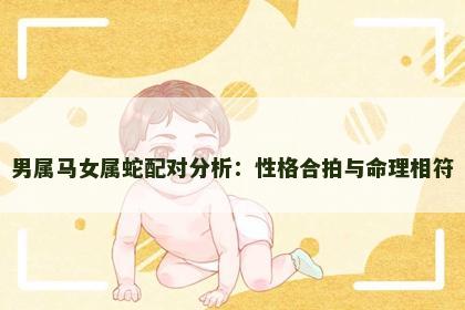 男属马女属蛇配对分析：性格合拍与命理相符
