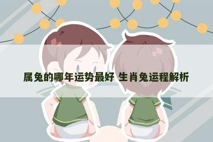 属兔的哪年运势最好 生肖兔运程解析
